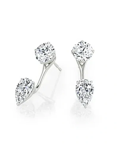 Vrai Lab Grown Diamond Round Brilliant & Pear Solitaire Stud & Ear Jacket Earrings In 14k White Gold And