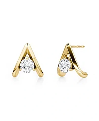 Vrai Lab Grown Diamond Round Brilliant Reversed V Stud Earrings In 14k White Gold And Gold, .50 Ct. T.w.