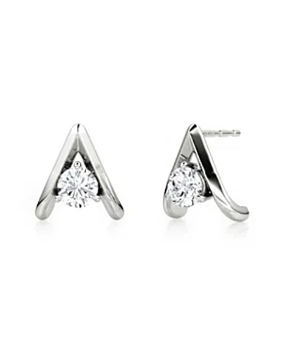 Vrai Lab Grown Diamond Round Brilliant Reversed V Stud Earrings In 14k White Gold And Gold, .50 Ct. T.w.