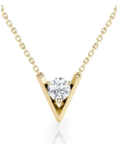 Vrai V Necklace In 14k Yellow Gold, .50ctw Round Brilliant Lab Grown Diamond, 16-18