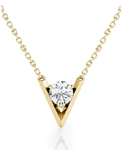 Vrai Lab Grown Diamond Round Brilliant V Necklace In 14k White Gold And Gold, .50 Ct. T.w.