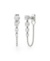 Vrai Linked Lab-grown Diamond Tennis Earrings In 14k Gold, 1.10ctw Round Brilliant Lab Grown Diamonds In White