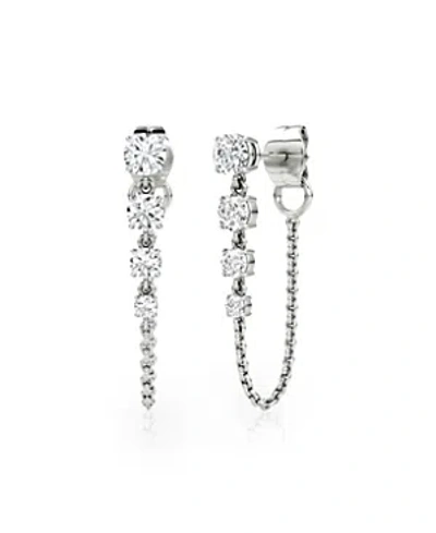 Vrai Linked Lab-grown Diamond Tennis Earrings In 14k Gold, 1.10ctw Round Brilliant Lab Grown Diamonds In K White Gold