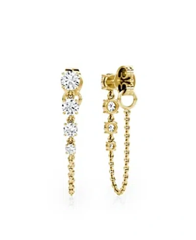 Vrai Linked Lab-grown Diamond Tennis Earrings In 14k Gold, 1.10ctw Round Brilliant Lab Grown Diamonds In Yellow Gold