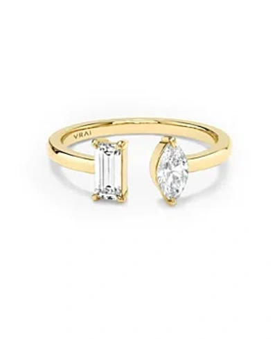 Vrai Mixed Lab-grown Diamond Cuff Ring In 14k Gold, .50ctw Baguette & Marquise Lab Grown Diamonds