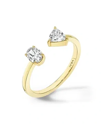 Vrai Mixed Lab-grown Diamond Cuff Ring In 14k Gold, .50ctw Oval & Trillion Lab Grown Diamonds