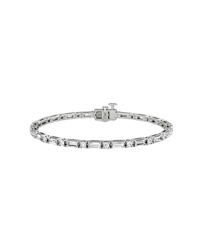 Vrai Mixed Shape Bracelet In 14k White Gold, 3.15ctw Baguette & Brilliant Round Lab Grown Diamonds In Silver
