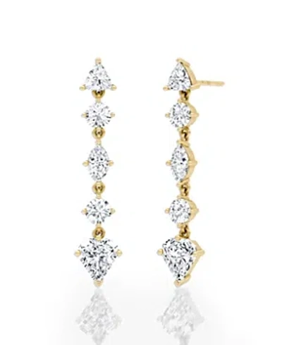Vrai Mixed Shape Pave Dangle Earrings With Shield Drop In 14k White Gold, 3.0ctw Lab Grown Diamonds In K Yellow Gold