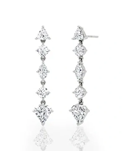 Vrai Mixed Shape Pave Dangle Earrings With Shield Drop In 14k Gold, 3.0ctw Lab Grown Diamonds In White