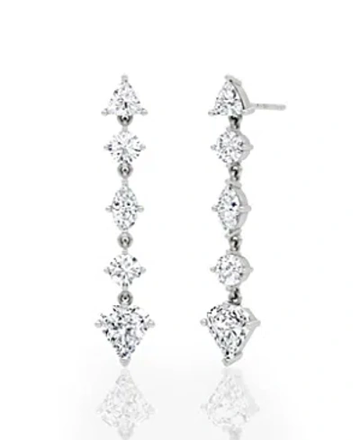 Vrai Mixed Shape Pave Dangle Earrings With Shield Drop In 14k White Gold, 3.0ctw Lab Grown Diamonds