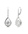 Vrai Pear Silhouette Earring In 14k Gold, 1.5ctw Round Brilliant Lab Created Diamonds In Metallic