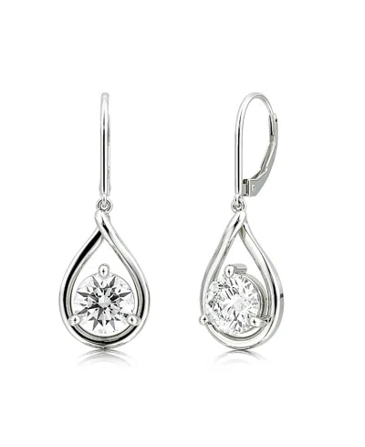 Vrai Pear Silhouette Earring In 14k Gold, 1.5ctw Round Brilliant Lab Created Diamonds In Metallic