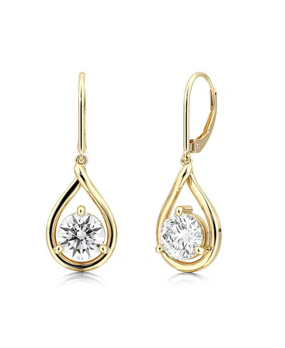 Vrai Pear Silhouette Earring In 14k Gold, 1.5ctw Round Brilliant Lab Created Diamonds