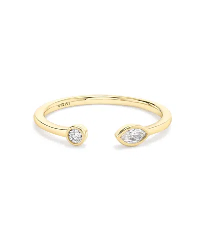 Vrai Petal Ring In 14k Yellow Gold, 0.15ctw Marquise & Round Brilliant Lab Grown Diamond