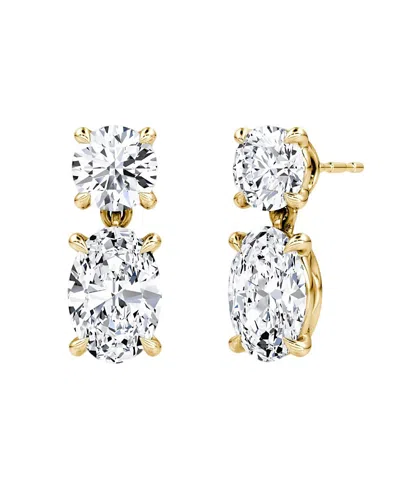 Vrai Signature Drop Earring In 14k White Gold, 3.0ctw Round Brilliant & Oval Lab Grown Diamonds In K Yellow Gold