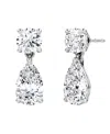 Vrai Signature Drop Earring In 14k White Gold, 3.0ctw Round Brilliant & Pear Lab Grown Diamonds In White