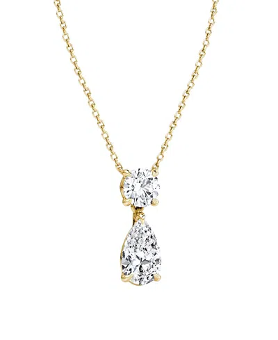 Vrai Signature Duo Drop Necklace In 14k Yellow Gold, 1.5ctw Round Brilliant & Pear Lab Grown Diamonds