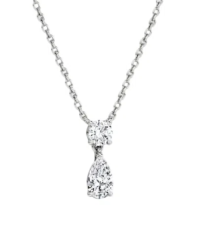 Vrai Signature Duo Drop Necklace In 14k Yellow Gold, .75ctw Round Brilliant & Pear Lab Grown Diamonds In Metallic