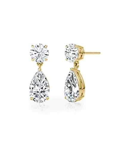 Vrai Signature Lab-grown Diamond Drop Earrings, 1.5ctw Round Brilliant & Pear Lab Grown Diamonds In Gold