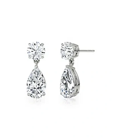 Vrai Signature Lab-grown Diamond Drop Earrings, 1.5ctw Round Brilliant & Pear Lab Grown Diamonds In 14k White Gold