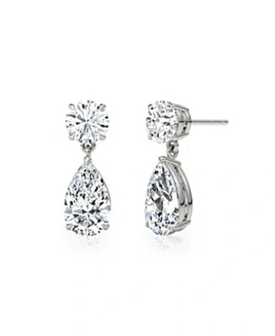 Vrai Signature Lab-grown Diamond Drop Earrings, 1.5ctw Round Brilliant & Pear Lab Grown Diamonds In K White Gold