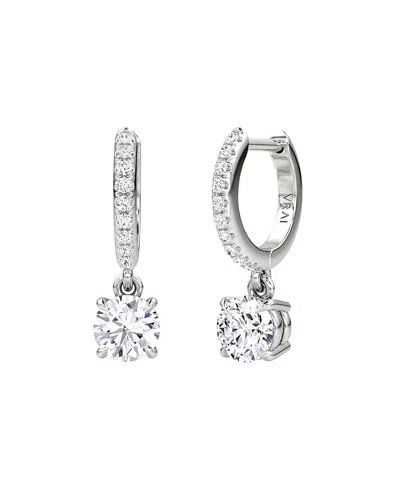 Vrai Solitaire Drop Huggie Hoop Pave In 14k White Gold, 1.16ctw Round Brilliant Lab Grown Diamond In Metallic