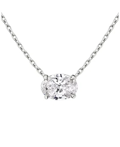 Vrai Solitaire Necklace In 14k Gold, 0.75ctw Oval Lab Grown Diamond In Metallic