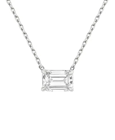 Vrai Solitaire Necklace In 14k Yellow Gold, 0.75ctw Emerald Lab Grown Diamond In Metallic