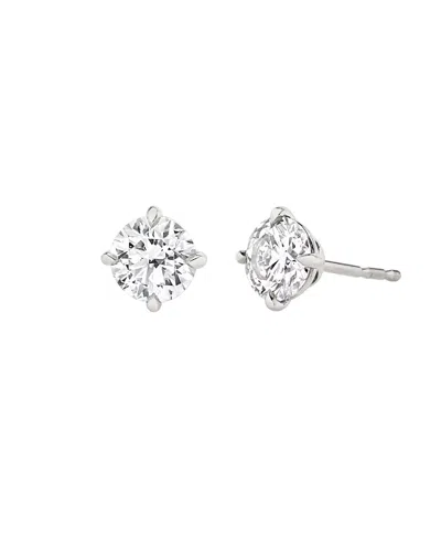 Vrai Solitaire Stud Earrings In 14k Gold, 3ctw Round Brilliant Lab Grown Diamond In Metallic