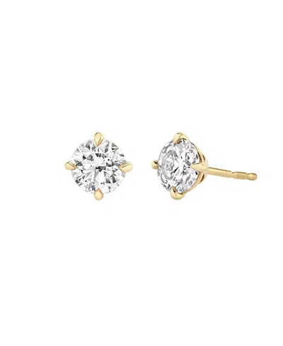 Vrai Solitaire Stud In 14k Gold, 4ctw Round Brilliant Lab Grown Diamond