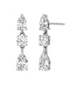 Vrai Three Stone Drop Earrings In 14k White Gold, 2.0ctw Round Brilliant & Pear Lab Grown Diamonds