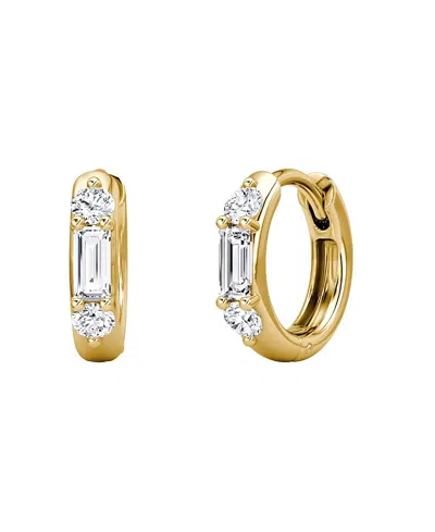 Vrai Three Stone Huggie Hoops In 14k Gold, 0.40ctw Baguette & Round Brilliant Lab Grown Diamonds