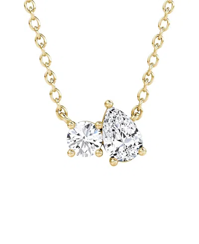 Vrai Toi Et Moi Necklace In 14k Gold, 0.41ctw Round Brilliant & Pear Lab Grown Diamonds