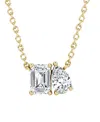 Vrai Toi Et Moi Necklace In 14k Gold, 0.75ctw Emerald & Pear Lab Created Diamonds In Gold