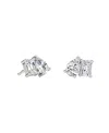 Vrai Toi Et Moi Studs In 14k Gold, 0.50ctw Emerald & Pear Lab Created Diamonds In Silver