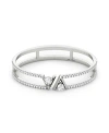 Vrai V Double Row Pave Bangle Bracelet In 14k White Gold, 2.44ctw Round Brilliant Lab Grown Diamonds