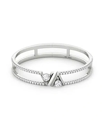 Vrai V Double Row Pave Bangle Bracelet In 14k White Gold, 2.44ctw Round Brilliant Lab Grown Diamonds