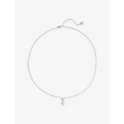 Vrai Womens Signature Duo Drop 14ct White-gold 3.00ct Pear And Brilliant-cut Diamond Necklace Silver
