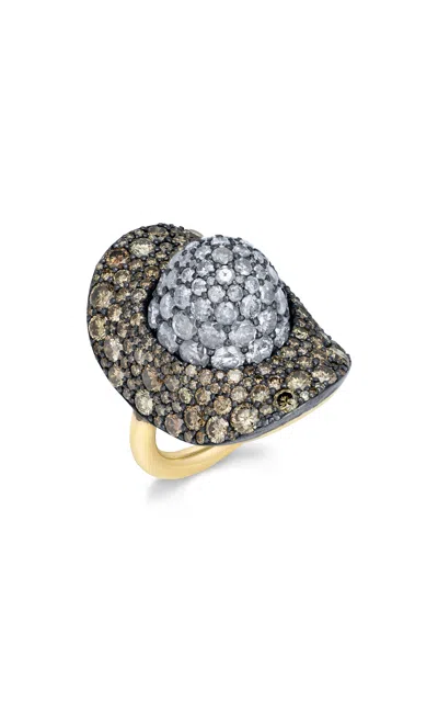Vram 8k Yellow Gold And Sterling Silver Diamond Ring