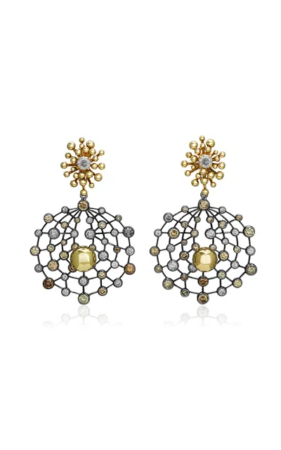 Vram Nocturn 18k Yellow Gold And Sterling Silver Diamond Earrings