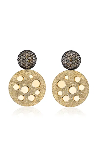 Vram Tau Disco 18k Yellow Gold And Sterling Silver Diamond Earrings