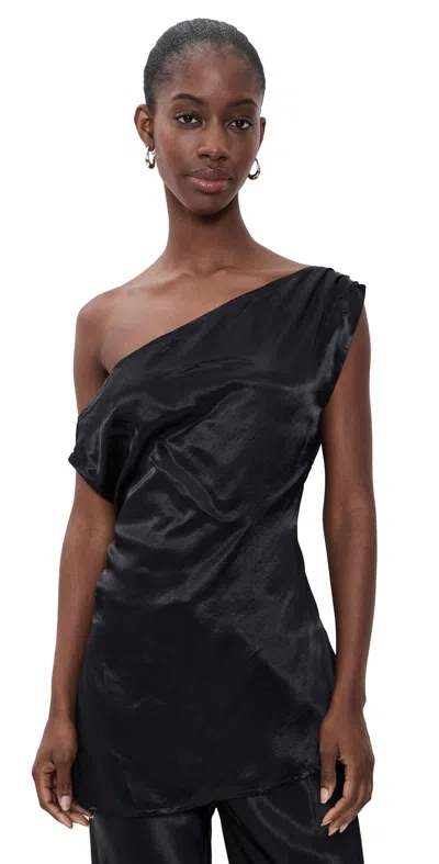 Vrg Grl Camille Satin Tunic Top Black
