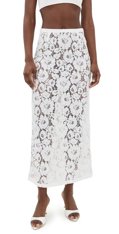 Vrg Grl Devyn Lace Midi Skirt White In Animal Print