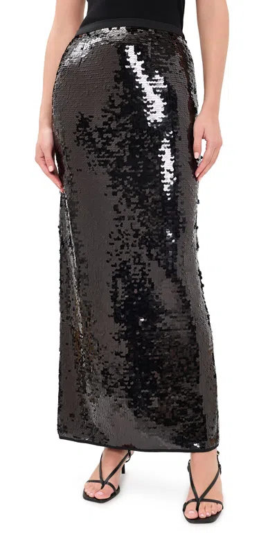 Vrg Grl Devyn Sequin Midi Skirt Midnight In Black