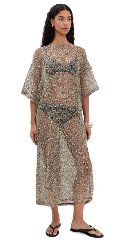 Vrg Grl Ivette Sequin Dress Mocha In Animal Print