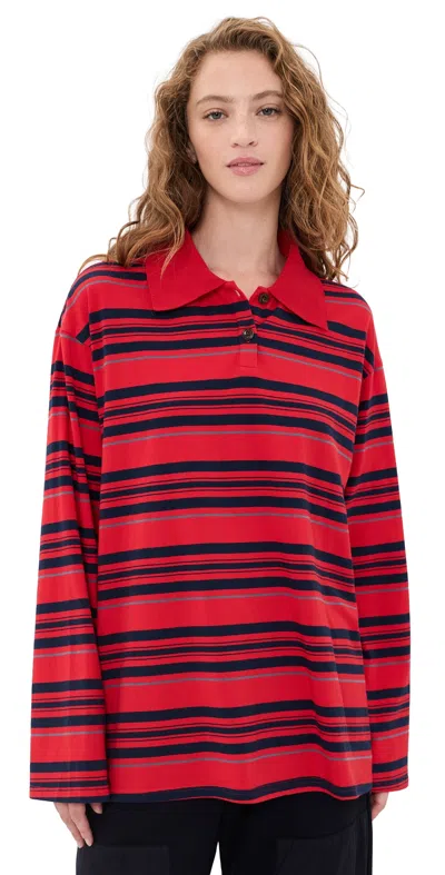 Vrg Grl Kinsley Stripe Polo Red Stripe