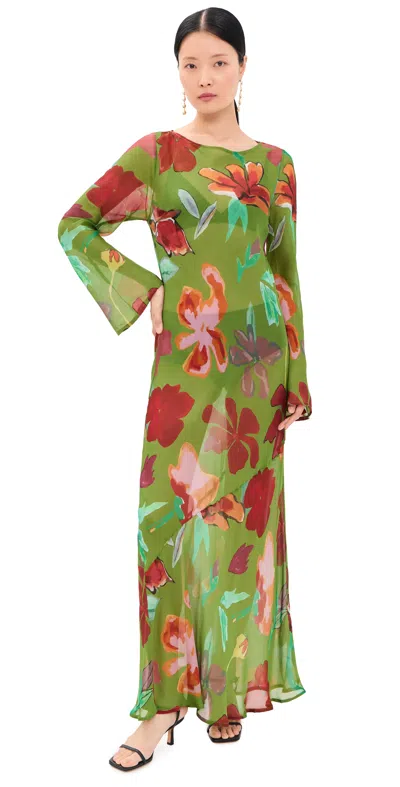 Vrg Grl Luka Sheer Maxi Dress Poppy