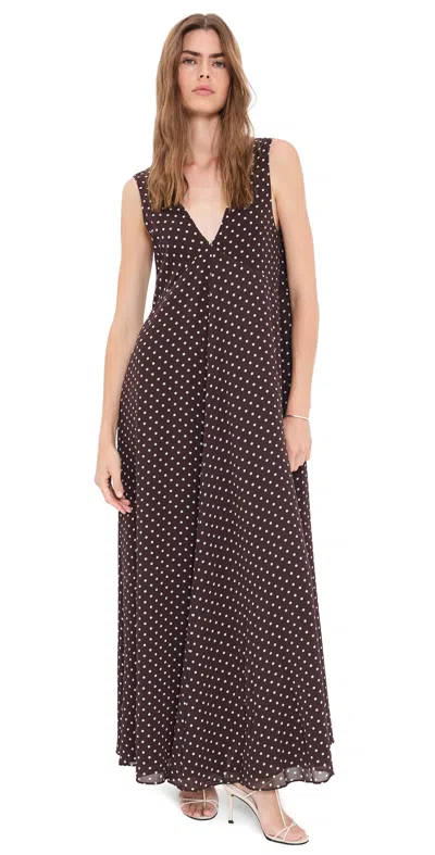 Vrg Grl Maeve Maxi Dress Chocolate Polka Dot In Brown