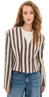 Vrg Grl Nerida Charcoal Stripe Blazer Stripe In Stripe