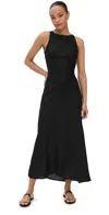 Vrg Grl Opal Linen Maxi Dress Black Black In Black
